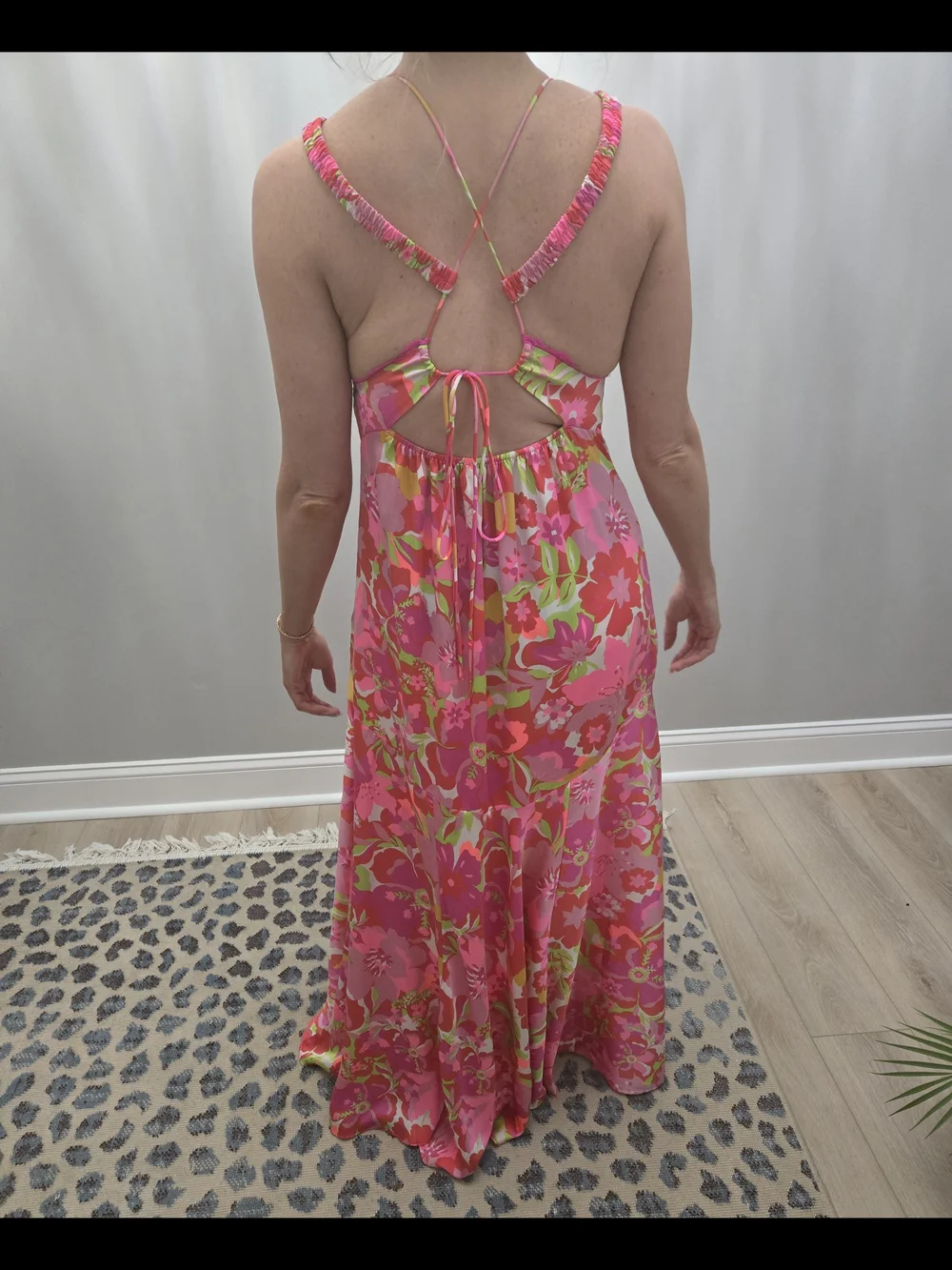 Free People All A Bloom Pink Floral Lace Trim Maxi Slip Dress - Picture 3 of 7